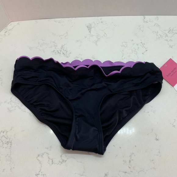 NWT Kate Spade Scallop Black Bikini Bottom - Picture 1 of 7